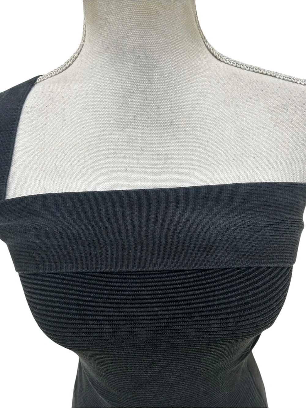 Narciso Rodriguez Black One-Shoulder Ribbed Tank silk blend size EU 42